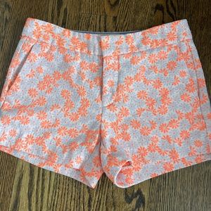 Banana republic orange floral flat front shorts 0